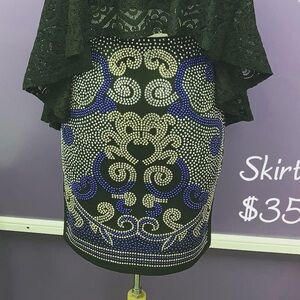 Banjul Bling Skirt with Blue, Silver and Gold Embellishments NWOT